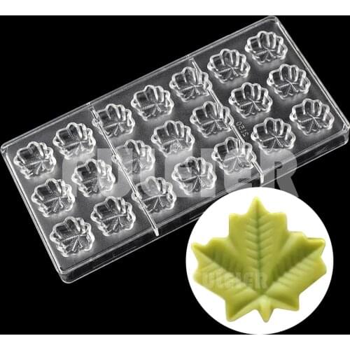 Maple Leaf Shaped Belgian Chocolate Mold Polycarbonate Sweets BonBon Candy Pastry Baking Mould Confectionery Tool Bakeware