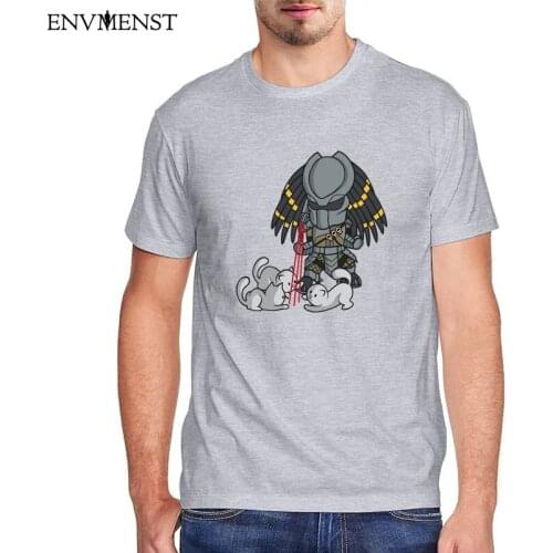 Funny Science Fiction Film Harajuku Tshirt Mens Clothing Predator Cat Laser Sight Short Sleeve Tee Tops Cotton Retro T-Shirt Men