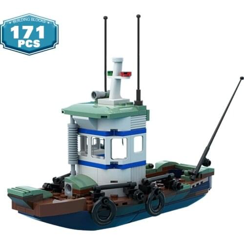 Creator Expert Village Fishing Boat Model Building Blocks Sets Cruise Ship Ocean Exploration Shark Boat Bricks Toys For Children