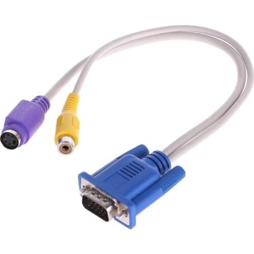 HOT VGA Male to TV S-Video RCA AV Converter Cable Adapter