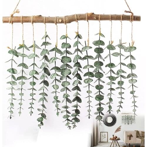 DIY Artificial Eucalyptus Wall Hanging Decor Greenery Boho Home Decorations Farmhouse Rustic Plants For Living Room Decorations