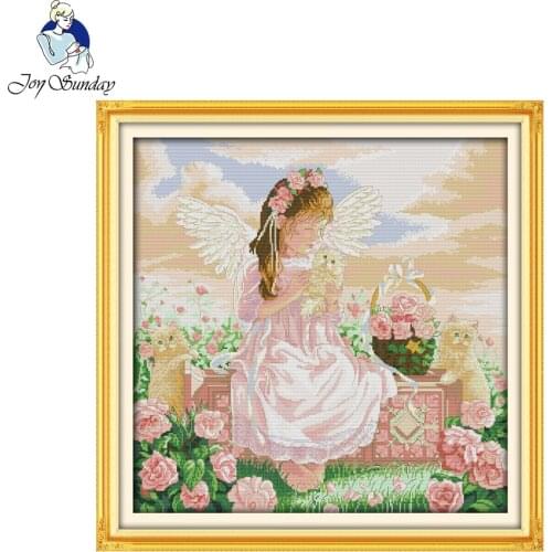 Joy Sunday figure style Angel and cat cross stitch kits modern embroidery painting by hand crafts