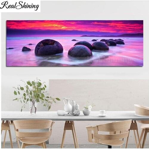 5d diy picture of rhinestones natural scenery full square/round diamond embroidery Moeraki Boulders large mosaic puzzle FS6149