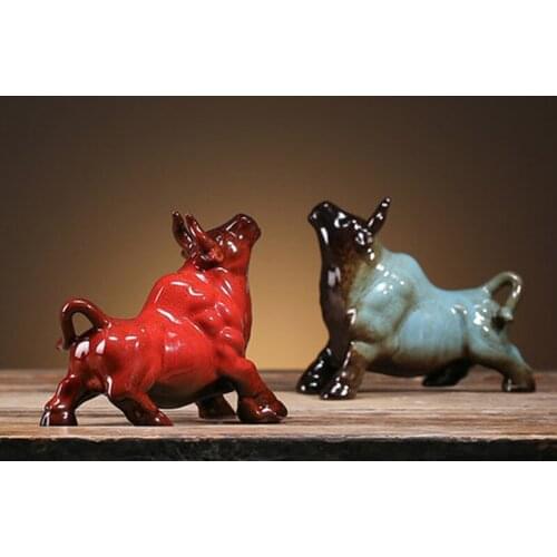 Ceramic Buffalo Kung Fu Puer Tea Pet Porcelain Small Feng Shui Ornaments Bull Figurine Home Office Desktop Handicrafts Dec