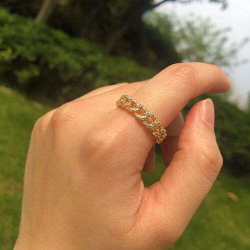 Zirconia Chain Ring For Women Punk Adjustable Vintage Rings Couple Luxury Finger Jewelry Accessories Fashion Gift To Girlfriend