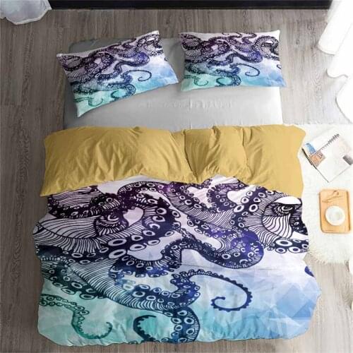 HELENGILI 3D Bedding Set octopus Print Duvet cover set lifelike bedclothes with pillowcase bed set home Textiles #2-1