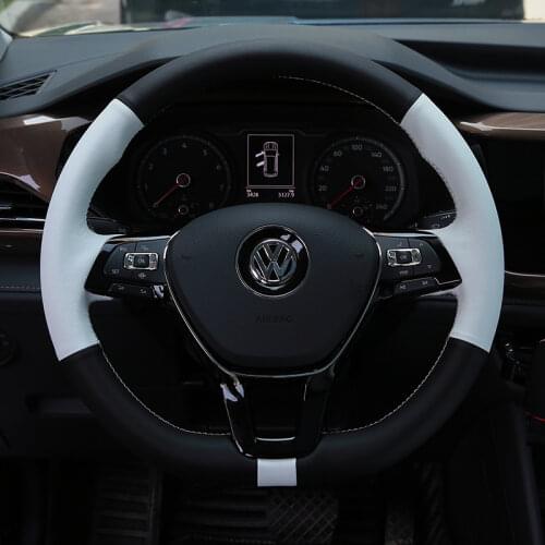 Hand-stitched Leather Car Steering Wheel Cover Set for Volkswagen Sagitar Lavida Bora Golf 7 Tiguan L Teramont Car Accessories