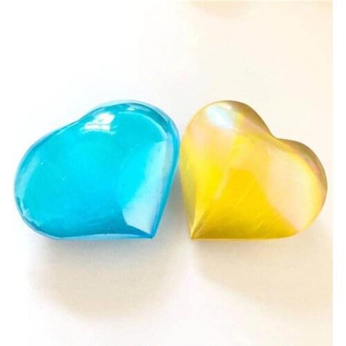 Colorful Aura Selenite Heart Shaped Crystal Healing Stones For Decoration