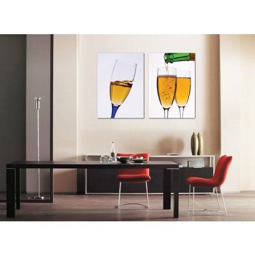 Creative 2 panels canvas paintings of beer bottles poster printer of dinning room wall decals