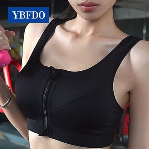 YBFDO Hot Women Zipper Push Up Sports Bras Vest Shockproof Breathable Gym Fitness Athletic Running Yoga Underwear High Quality