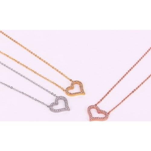Fashion Simple Temperament Crystal Micro Peach Heart Necklace Woman Necklace Jewelry Wholesale For Women Gifts