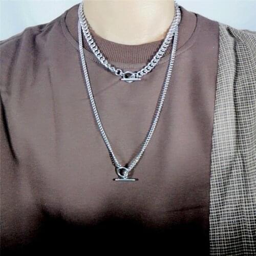 Fashion all-match titanium steel stainless steel one word buckle necklace all-match men and women chain hot sale