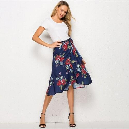 Fashion Leopard Print Ruffled Skirts For Women Fashion Vintage High Waist Irregular Vacation Skirt Femme