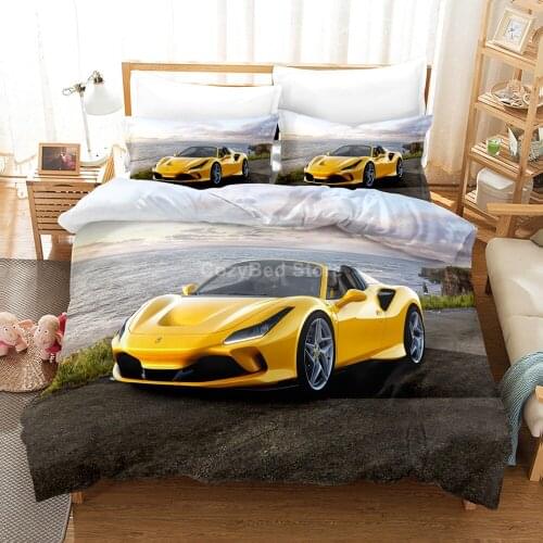 Fashion Yellow Cars Bedding Set 3d Cool Duvet Cover Sets Luxury Comforter Bed Linen Twin Queen King Single Size Dropship Scenery