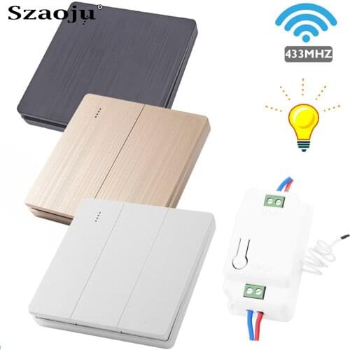 Szaoju RF 433Mhz Wall wireless Switch AC110-220V wall panel transmitter Push Button Switch and relay interruptor for Light Lamp
