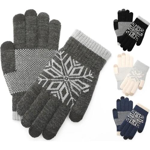 New Arrival Winter Wool Knit Touch Screen Warm Gloves Warm Thick Thermal Soft Comfortable Elastic Gloves For Women Men