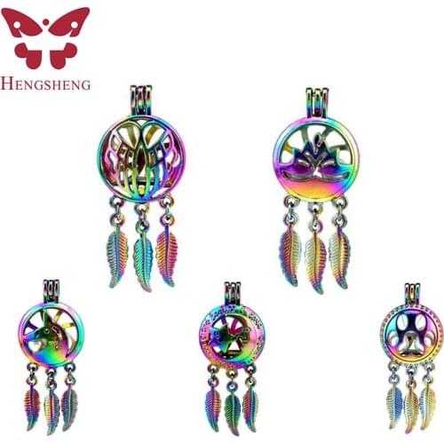 New style & hot selling colorful hollow pearl pendant Dreamcatcher necklace pendant wholesale
