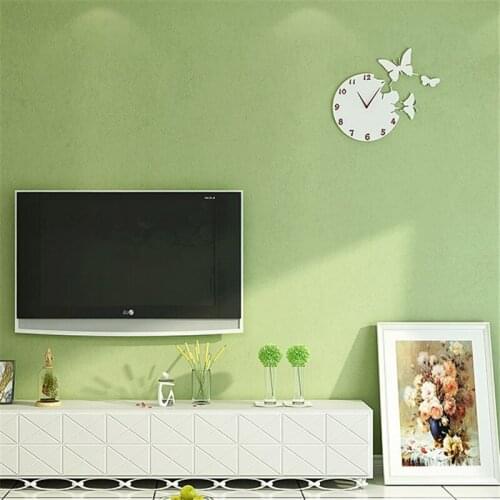 Beibehang papel de parede Non-woven wallpaper plain solid color fresh green bedroom cozy living room TV backdrop wallpaper