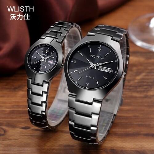 Couple Watch Mens Watches Women Brand Rose Gold Quartz Watch Classic WLISTH Luminous Calendar Steel Lovers Wrist Watches Gifts