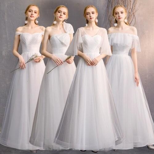 Bow decoration Bridesmaids dress tulle Custom four style available a-line Bridesmaid Dresses for Wedding Party Vestido De Festa