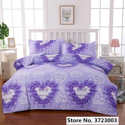 Purple Rose Pattern Bedding Multi-size Sheet Duvet Cover Pillowcase Single Piece Bedding Single Person Double Quilt Cover