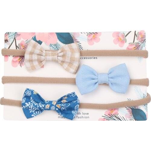 3pcs Cute Bow Baby Headband for Girl Nylon Head Bands Turban Newborn Headbands Hairbands for Kids Baby Hair Accessories