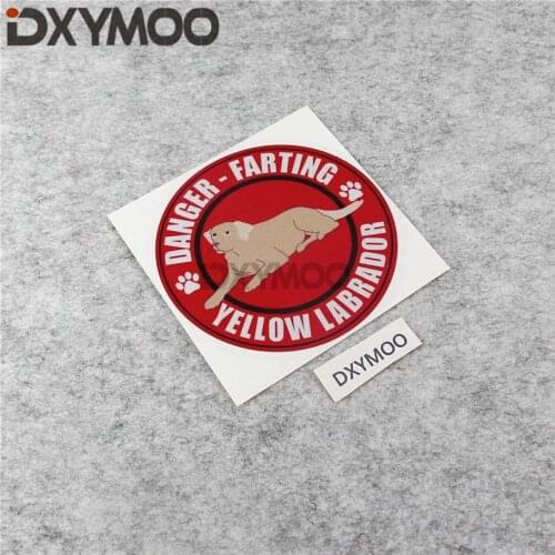 Warning Dog Car Stickers Cute Footprint FARTING YELLOW LABRADOR Pet Family Friend DIY Car Styling Bumper