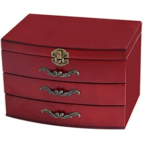 Simple retro solid wood jewelry box earrings necklace ring storage box jewelry box