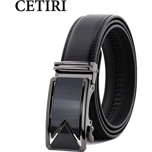 CETIRI 10 Style 110cm 120cm 130cm 140cm 150cm 160cm Fashion Designers Men Automatic Buckle Genuine Leather Belt Business Black