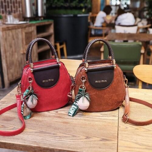 PU leather handbag messenger bag retro oil leather ladies handmade shell small bag simple tide universal portable shoulder bag