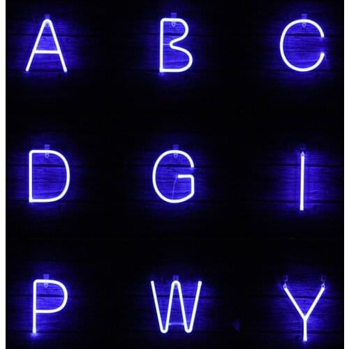 Blue Alphabet Led Neon Letter Sign Fairy Lights Festoon Garland USB Battery Operated Indoor Bedroom Wall Christmas Decoration