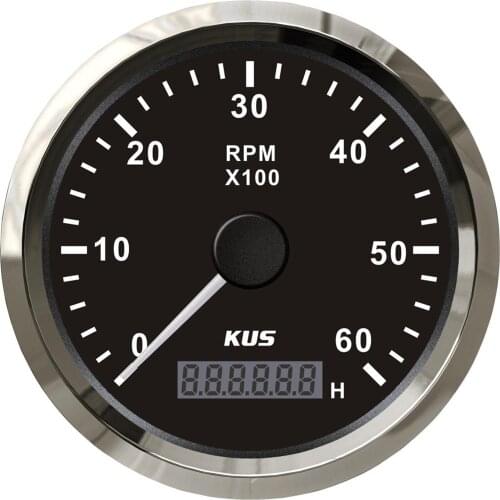 1pc 85mm Tachometers Diesel or Gasoline Engine Rev Counters 0-6000RPM with Hourmeters Red or Yellow Backlight For Car Boat Truck