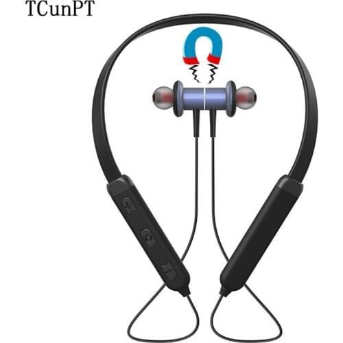 TCunPT BT32 Bluetooth Wireless Sport Earphone with Mic Super Bass True Bluetooth Headphones Headset Stereo Magnetic for Phone