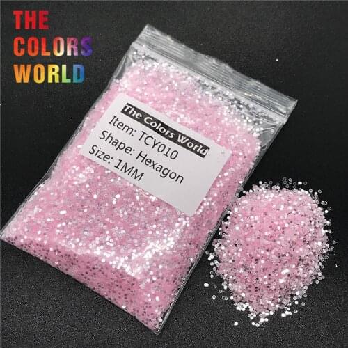TCY010 Shinning Silver Light Rose Pink Color Hexagon Shape Nail Glitter Nail Art Decoration Gel Face Glitter Makeup Henna DIY