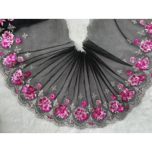 10Yards Black White Mesh Net DIY Craft Embroidered Floral Tulle Lace Trim Rose Flowers Bra Underwear Accessories