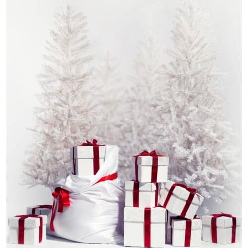 VinylBDS Photography Backdrops Christmas Simple white Christmas Trees Boxs Fond Photographie Backdrops for Photography Children