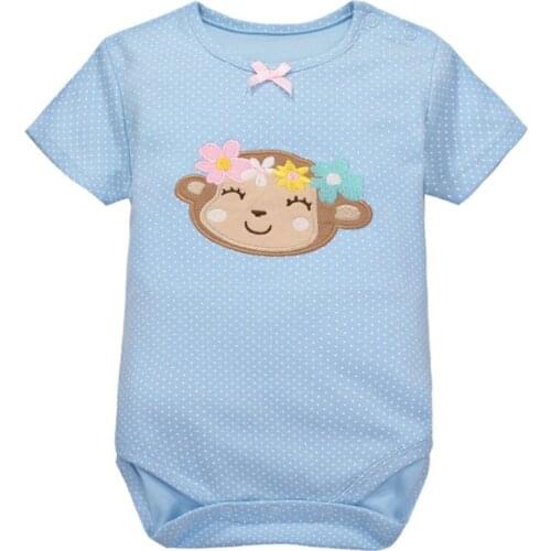 Y428 free shipping Summer boys and girls baby cotton short - sleeved triangle clothes cute monkey pattern newborn Bodysuits