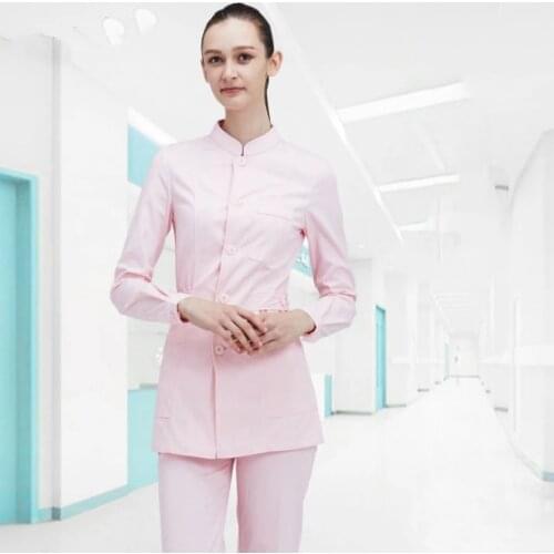 Womens working clothing Female uniform laboratory Coat Slim clothing scrub suit coat set working uniform