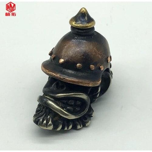 1PC EDC Paracord Beads Horn Helmet Warrior Retro Brass Copper Lanyard Pendants Knife Beads Umbrella Rope Cord Beads Pendants