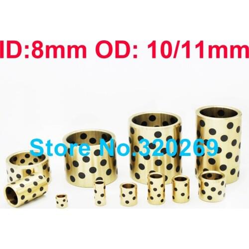 1PC JDB Graphite Lubricating Brass Bearing Bushing Sleeve Oilless ID 8Mm 8x10x6/8/10/12/15/16/20/25 8x11x30 12/17