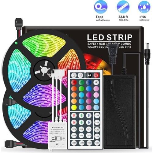 10m LED light strip 5050RGB Light strip colorful lights DC 12V waterproof 600 lamp beads 8A power supply 44-key controller 60W