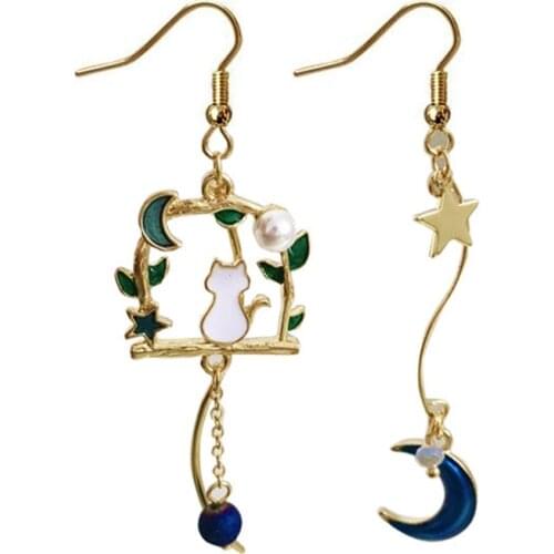 10 Pair/lot wholesale fashion jewelry accessories cute korean planet star moon cat earrings