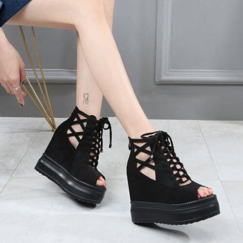 2021 summer new inner heightening slope heel platform sandals female high-heel platform fish mouth sandals for women