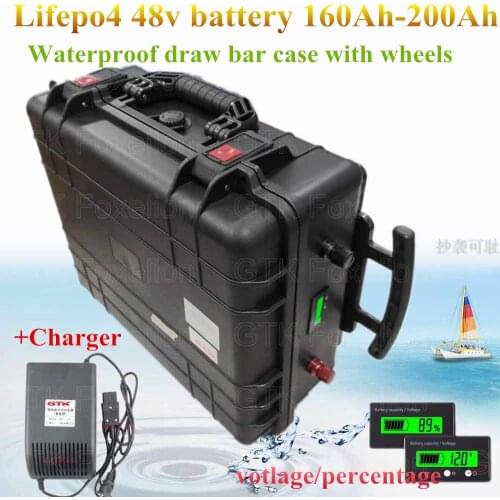 48v 160Ah lifepo4 battery 180Ah 48v 200AH solar battery for 5000W electric vehicle RV camper scooter lifepo 190ah + 10A charger
