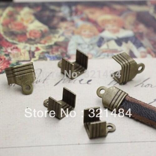 FREE SHIP 1000pc Antique brass/bronze crimp tips cord end caps for flat leather cord 5mm