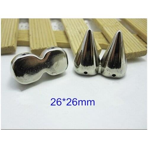 Free Shipping - 25 PCS Double Bullet Rivet Studs 26*26mm Silver Flat Back Sewing Spike Rivets Plastic Rivet For Decoration