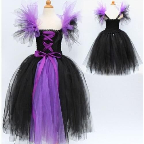 Halloween Kids Girls Fairy Tale Princess Tutu Dress Vampire Witch Evil Queen Funny Cosplay Costumes Carnival Party Fancy Dress