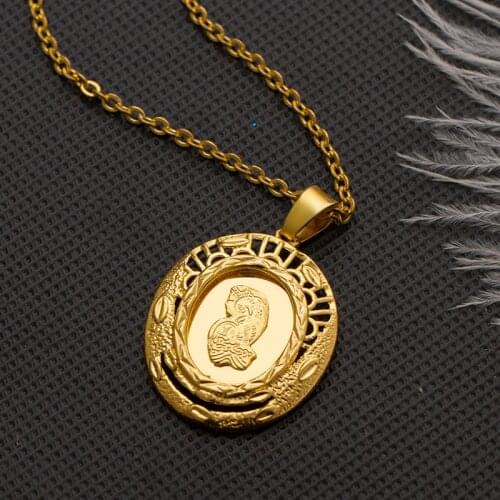 WANDO Ethnic Notre Dame necklace For Men/Women Party gifts Jewelry Necklace Gold Color Africa Eritrea Chunky Chain 5mm width N9