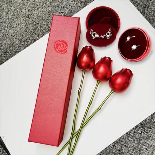 Simulation Flower Creative Rose Shape Jewelry Box Love Confession Gift Box Valentines Day Creative Gift Love Wedding Decor