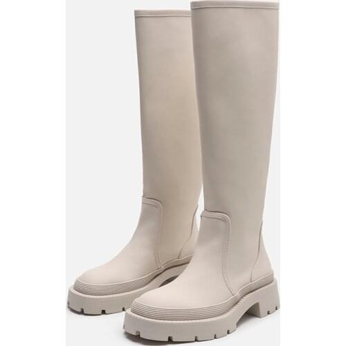 Handsome Knight Boots Women Thick-soled Platform Shoes Winter 2021 Knee High Boots White Chelsea Boot Botas Feminina Rain Boots